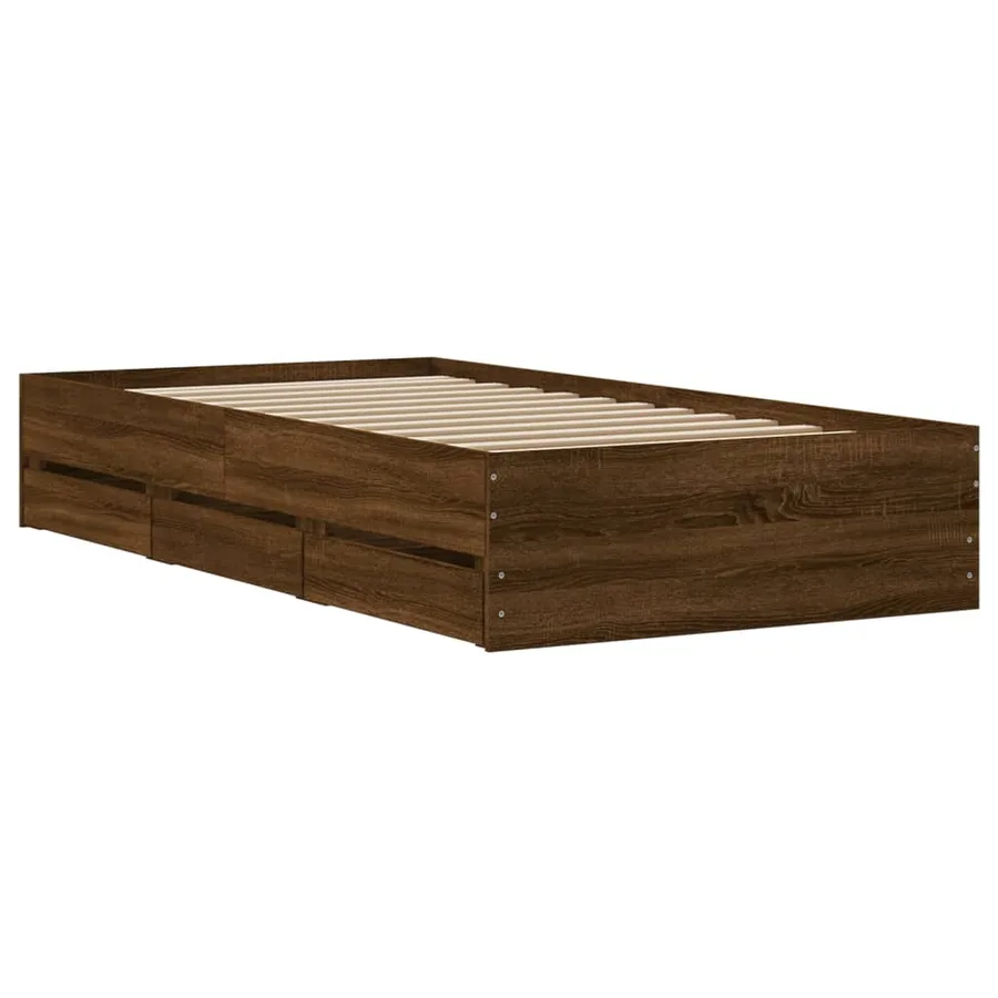 Cadre de lit avec tiroirs sans matelas chêne marron 100x200 cm - 8