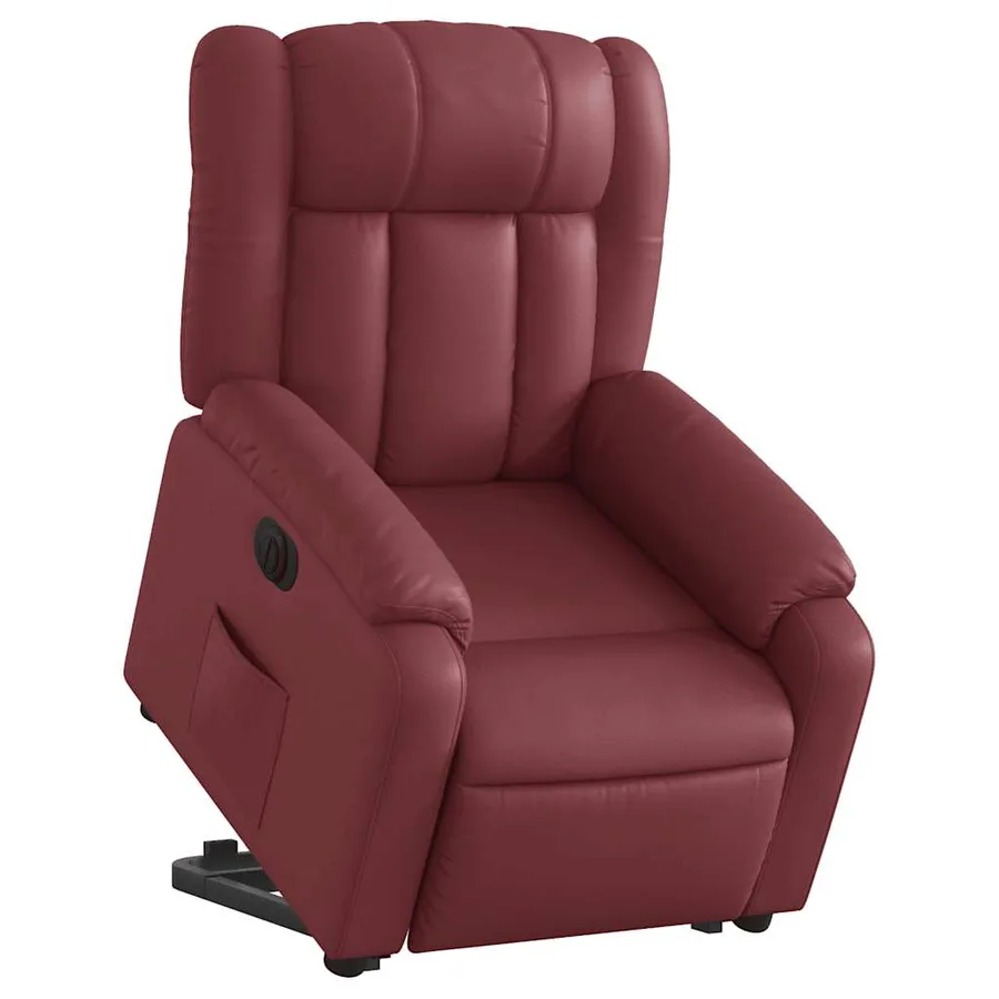 Fauteuil inclinable électrique rouge bordeaux similicuir - 3