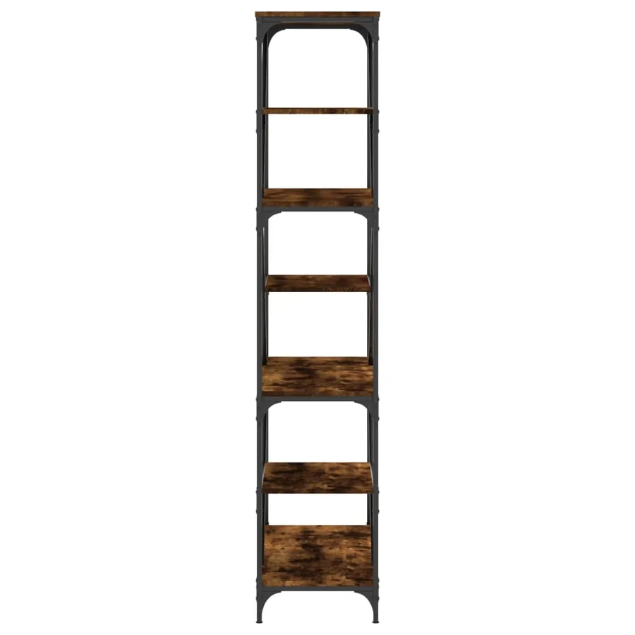 Bibliothèque chêne fumé 91x36x176 cm bois ingénierie et acier - 5