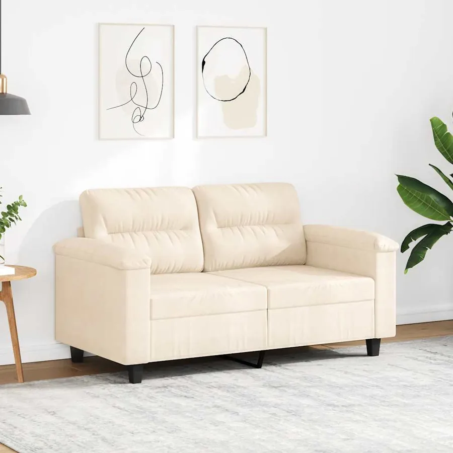 Canapé à 2 places Beige 120 cm Tissu microfibre