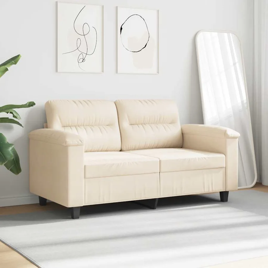 Canapé à 2 places Beige 120 cm Tissu microfibre - 3