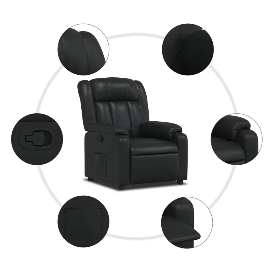 Fauteuil inclinable Noir Similicuir - 7