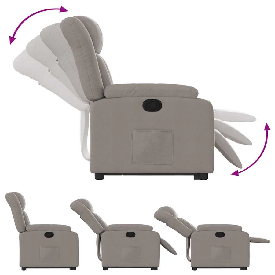 Fauteuil inclinable taupe tissu - 7