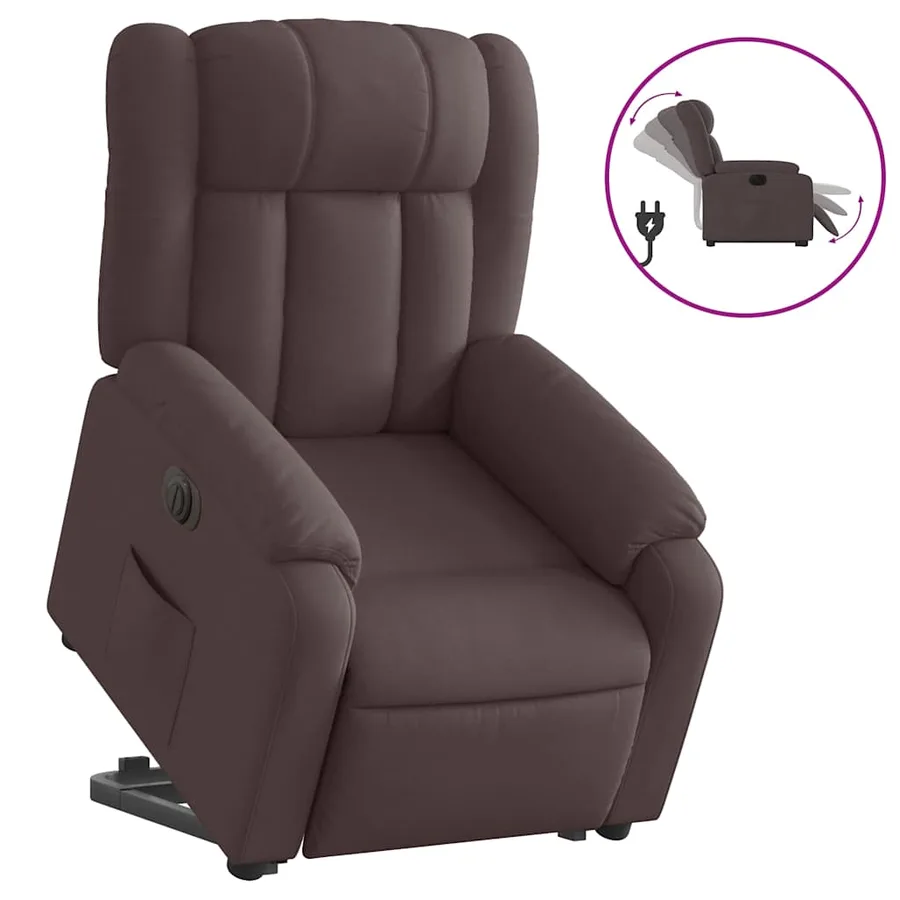 Fauteuil inclinable électrique marron foncé tissu - 2