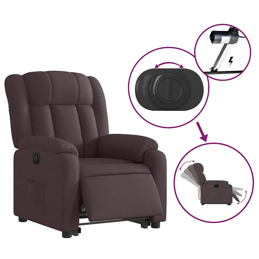 Fauteuil inclinable électrique marron foncé tissu - 6