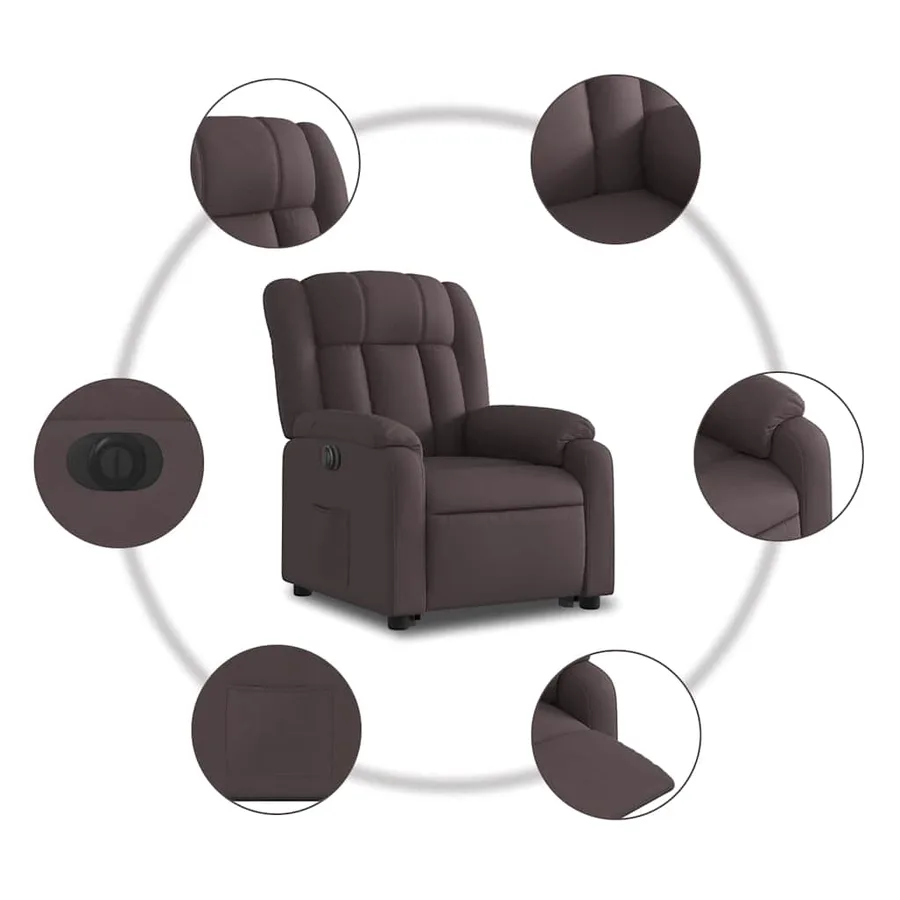Fauteuil inclinable électrique marron foncé tissu - 8
