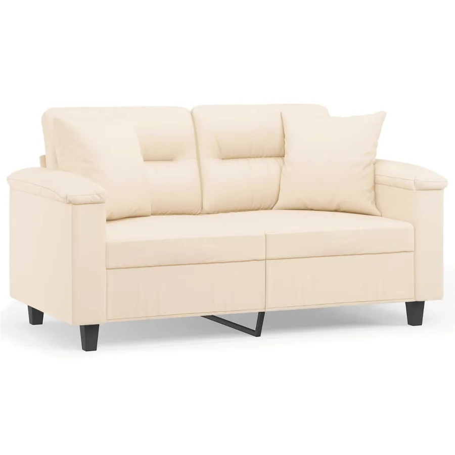 Canapé 2 places avec oreillers beige 120 cm tissu microfibre - 2