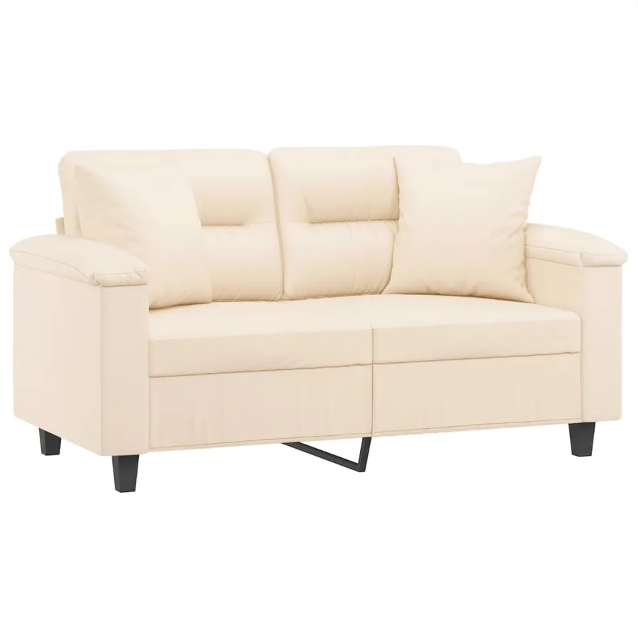 Canapé 2 places avec oreillers beige 120 cm tissu microfibre - 3