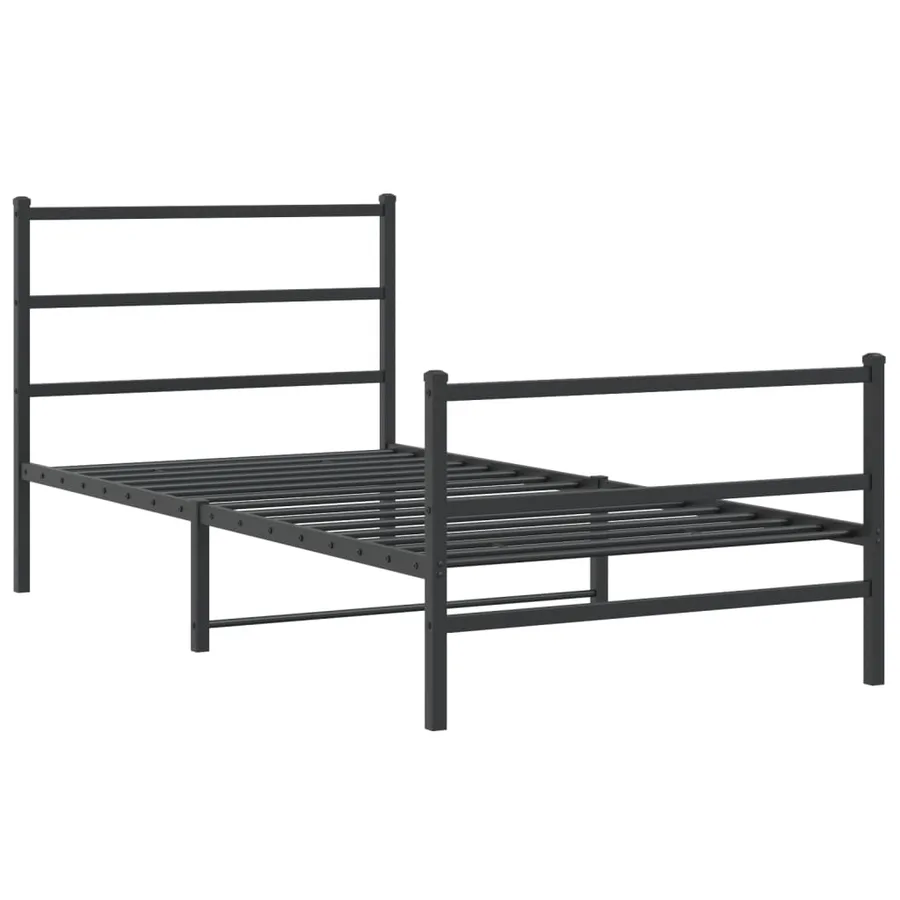 Cadre de lit métal sans matelas avec pied de lit noir 100x190cm - 3