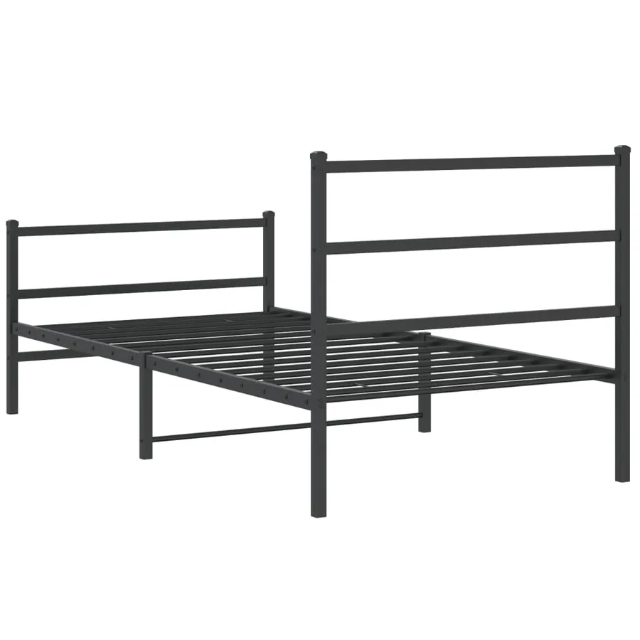 Cadre de lit métal sans matelas avec pied de lit noir 100x190cm - 7