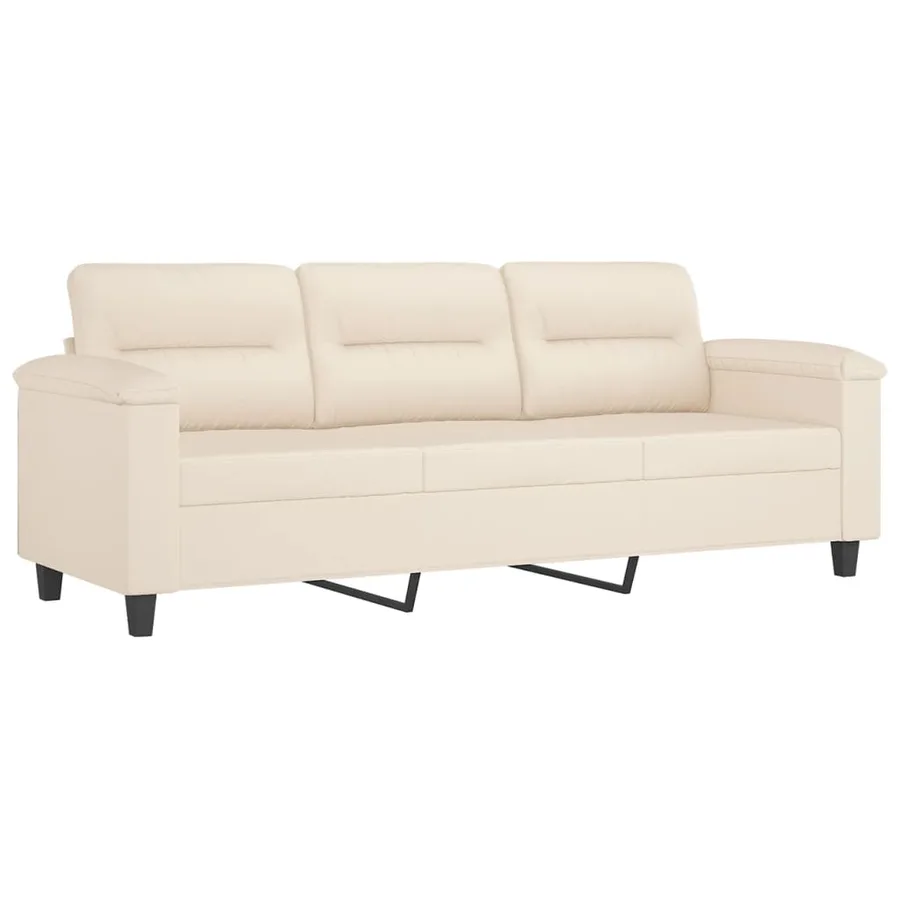 Ensemble de canapés 2 pcs avec coussins Beige Tissu microfibre - 4