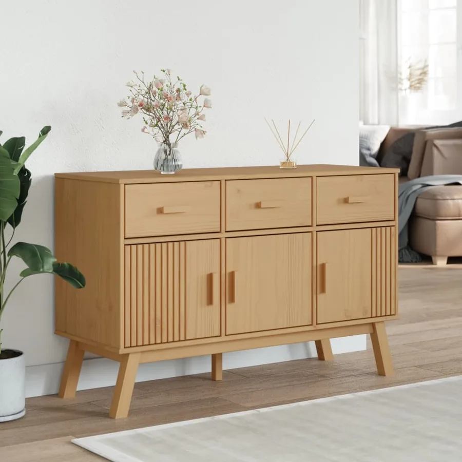 Buffet OLDEN marron 114x43x73,5 cm bois massif de pin - 3