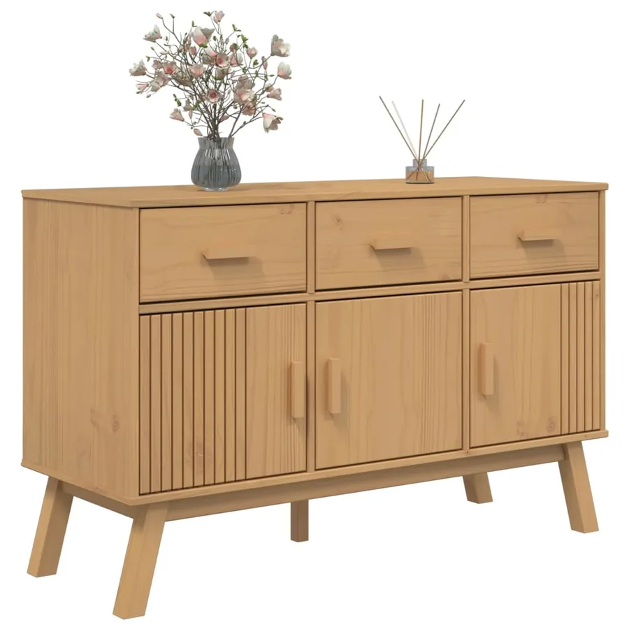 Buffet OLDEN marron 114x43x73,5 cm bois massif de pin - 5