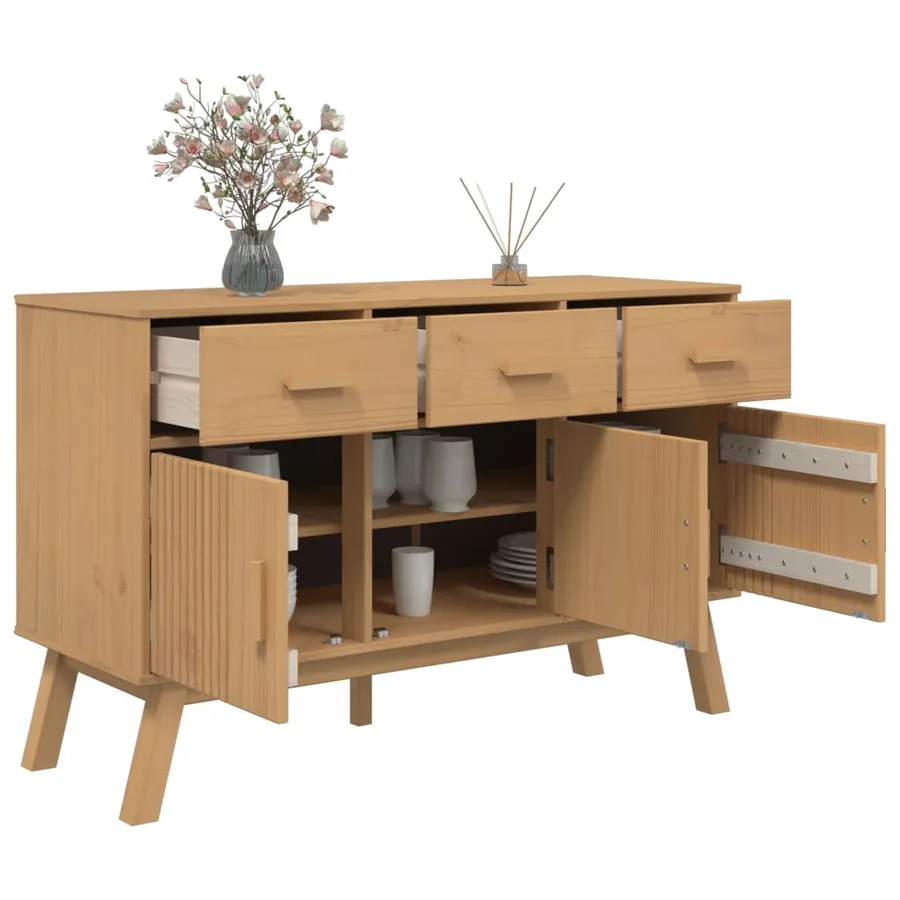 Buffet OLDEN marron 114x43x73,5 cm bois massif de pin - 6