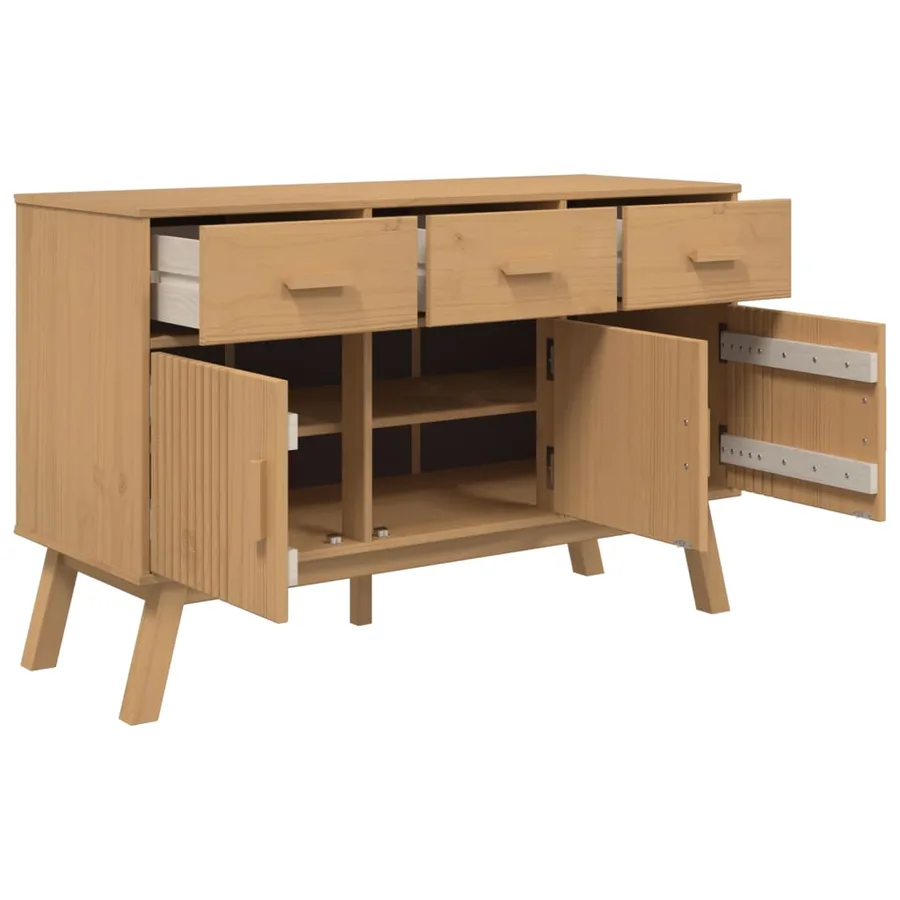 Buffet OLDEN marron 114x43x73,5 cm bois massif de pin - 7