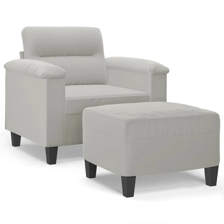 Fauteuil avec repose-pied Gris clair 60 cm Tissu microfibre - 2