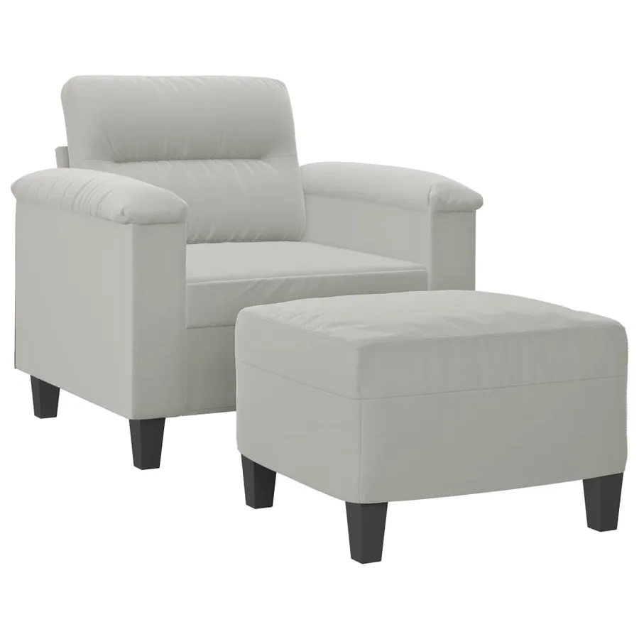 Fauteuil avec repose-pied Gris clair 60 cm Tissu microfibre - 3