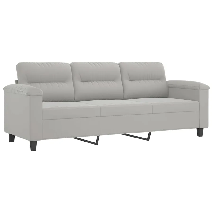 Ensemble de canapés 3 pcs coussins Gris clair Tissu microfibre - 5