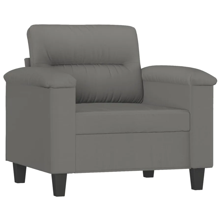 Ensemble de canapés 3 pcs coussins gris foncé tissu microfibre - 3