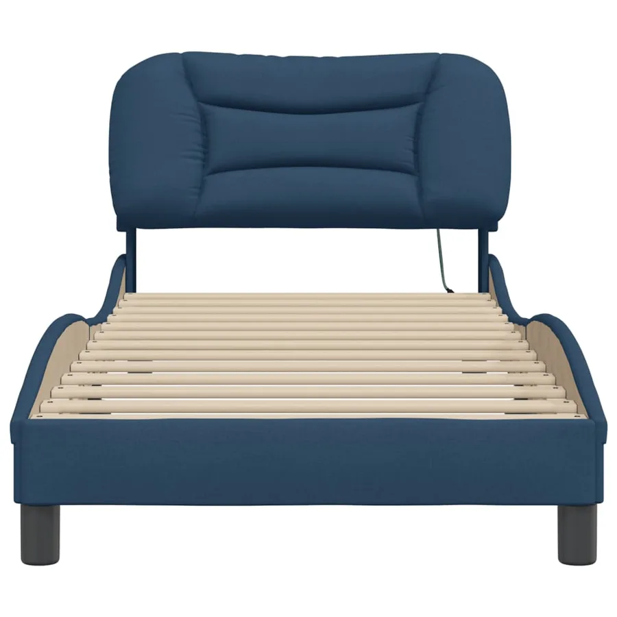 Cadre de lit avec LED sans matelas Hvar bleu 80x200 cm tissu - 6
