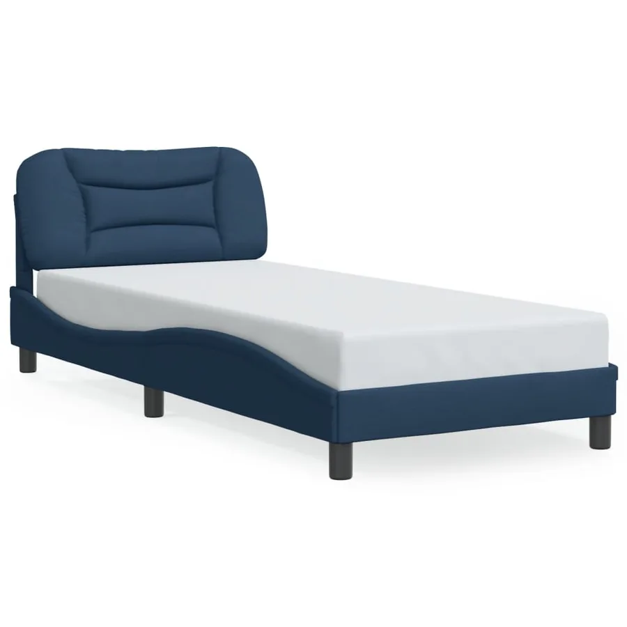 Cadre de lit avec LED sans matelas Hvar bleu 90x200 cm tissu - 2