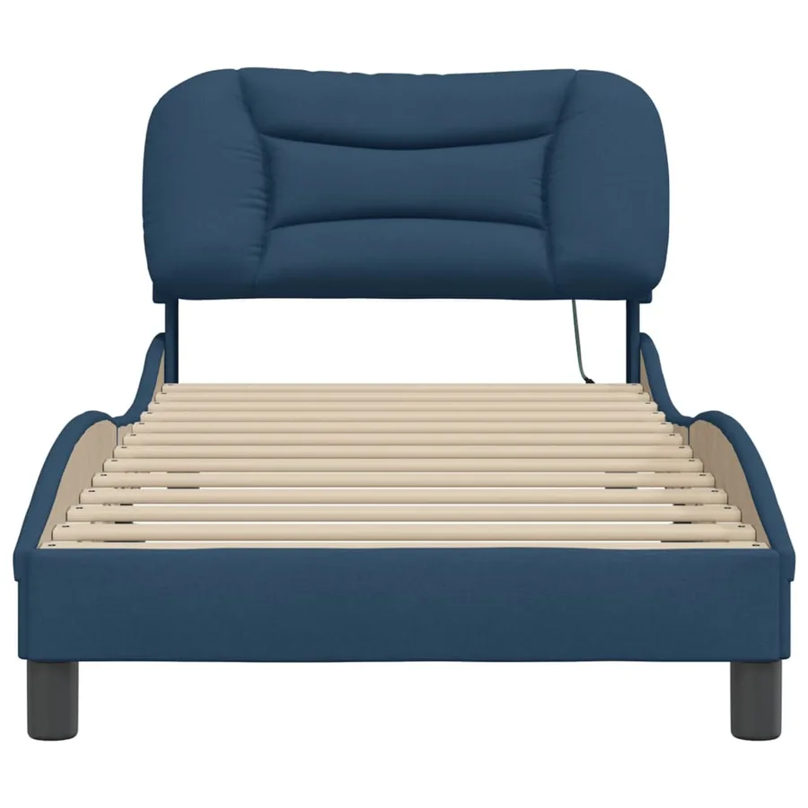Cadre de lit avec LED sans matelas Hvar bleu 90x200 cm tissu - 6