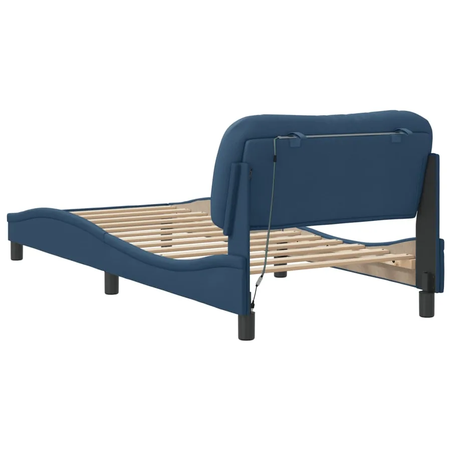 Cadre de lit avec LED sans matelas Hvar bleu 90x200 cm tissu - 9
