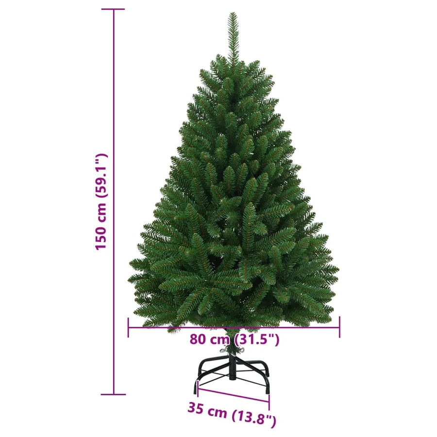 Sapin de Noël artificiel à charnières avec support vert 150 cm - 8