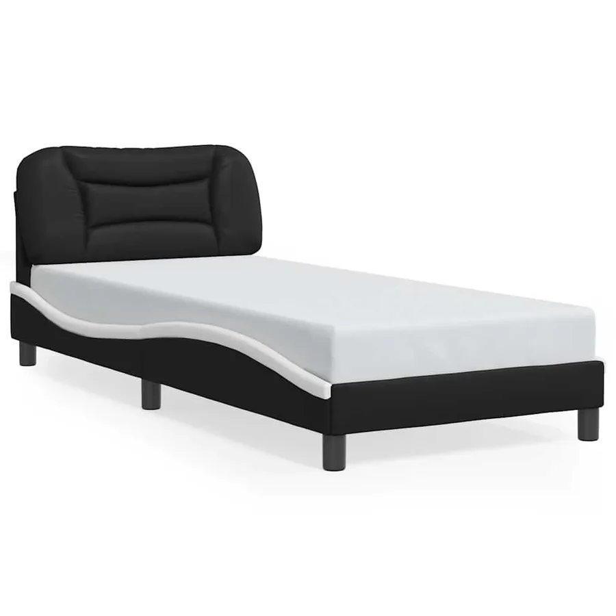 Cadre de lit avec LED sans matelas Hvar noir et blanc 80x200 cm - 5