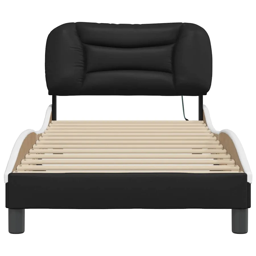 Cadre de lit avec LED sans matelas Hvar noir et blanc 80x200 cm - 6