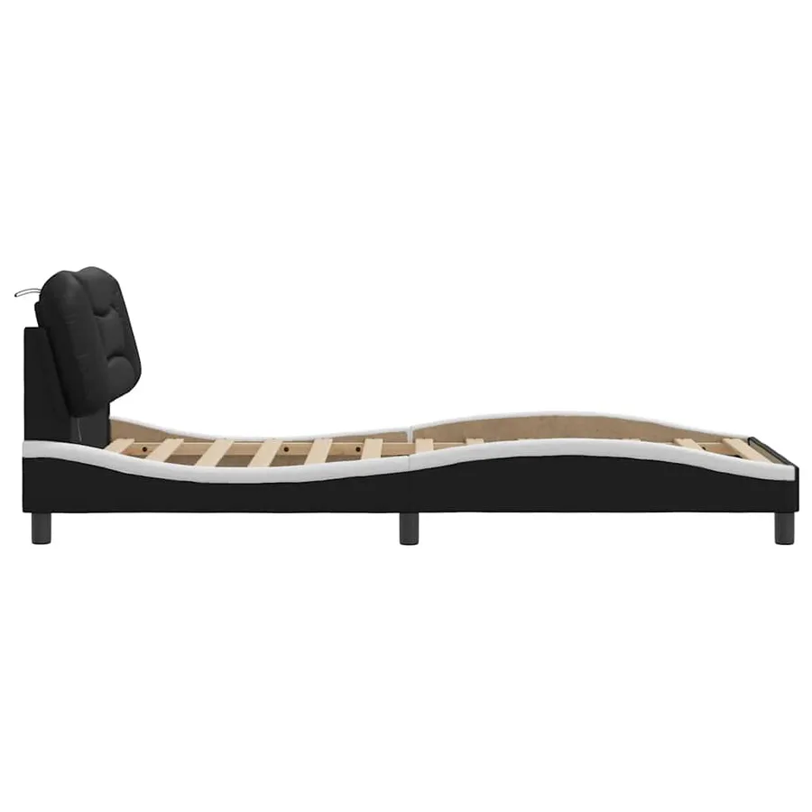 Cadre de lit avec LED sans matelas Hvar noir et blanc 80x200 cm - 9