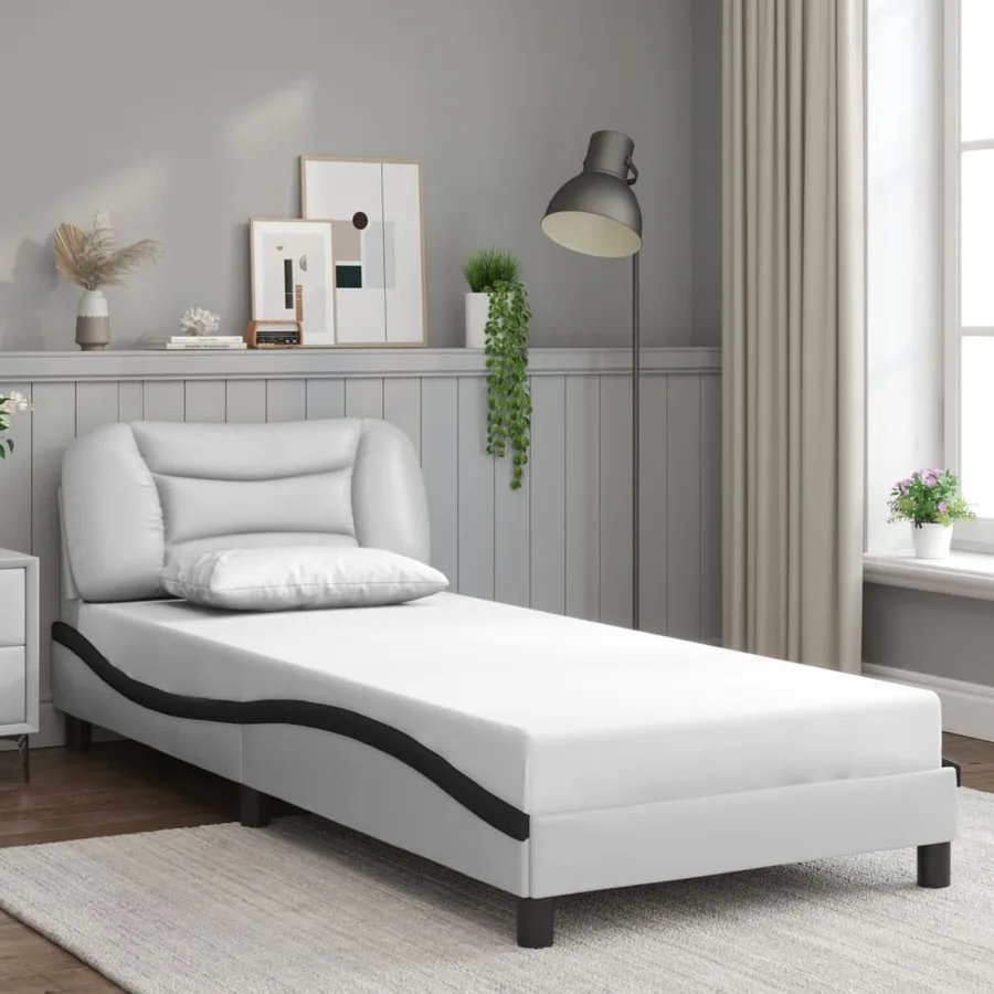 Cadre de lit avec LED sans matelas Hvar blanc et noir 90x200 cm - 4