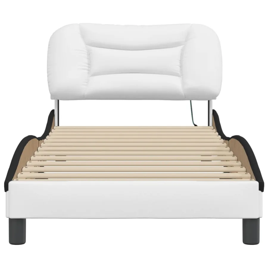 Cadre de lit avec LED sans matelas Hvar blanc et noir 90x200 cm - 6