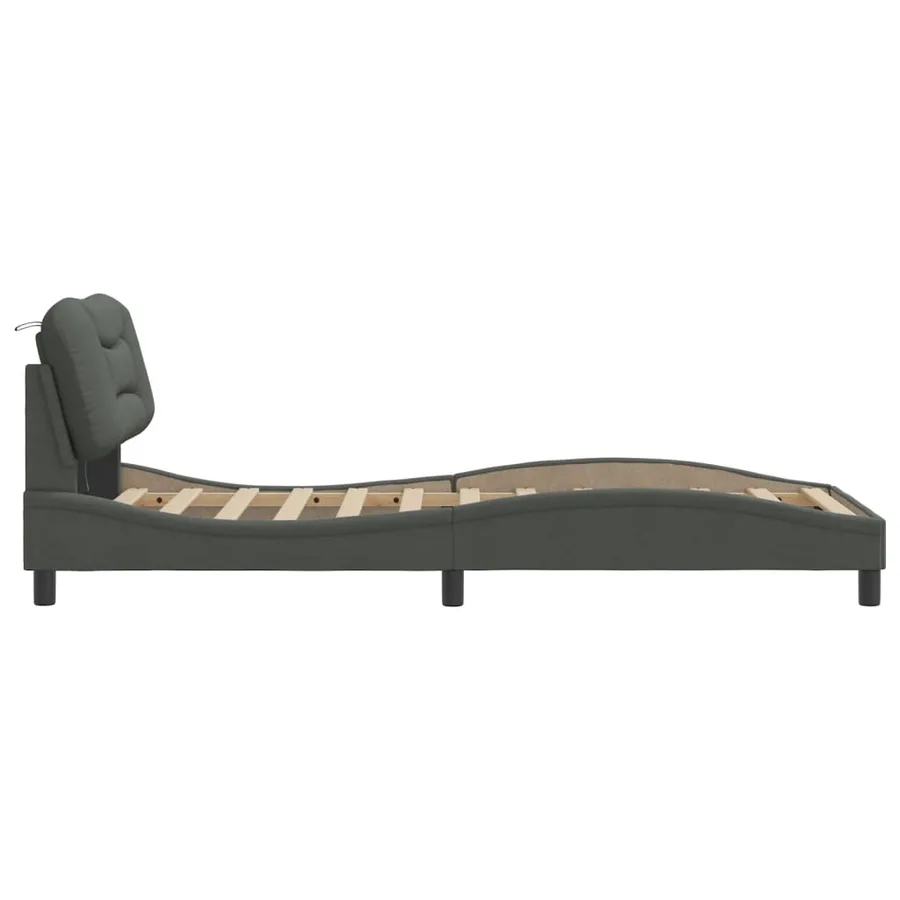 Cadre de lit avec LED sans matelas Hvar gris foncé 80x200 cm tissu - 8