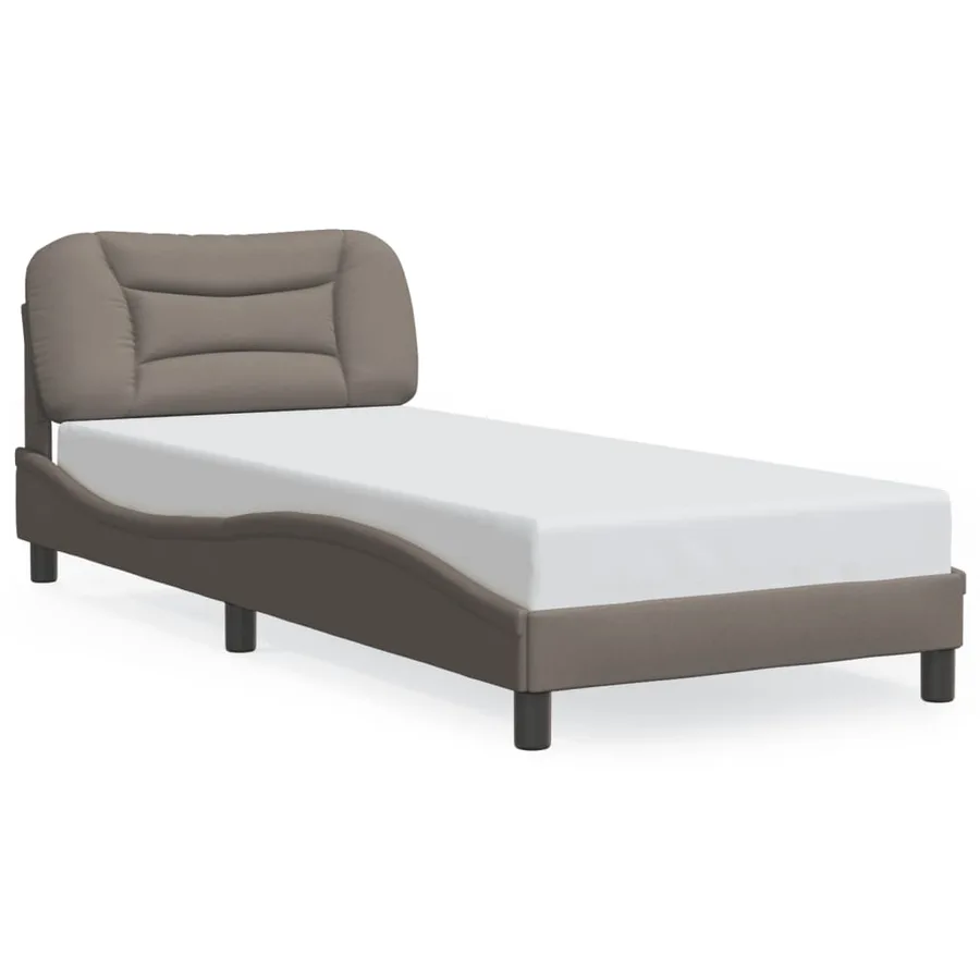 Cadre de lit avec LED sans matelas Hvar taupe 90x200 cm tissu - 2