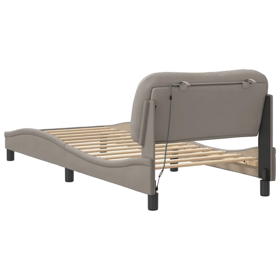 Cadre de lit avec LED sans matelas Hvar taupe 90x200 cm tissu - 9
