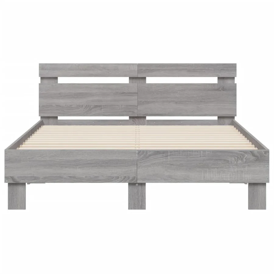 Cadre de lit sans matelas sonoma gris 135x190 cm - 5