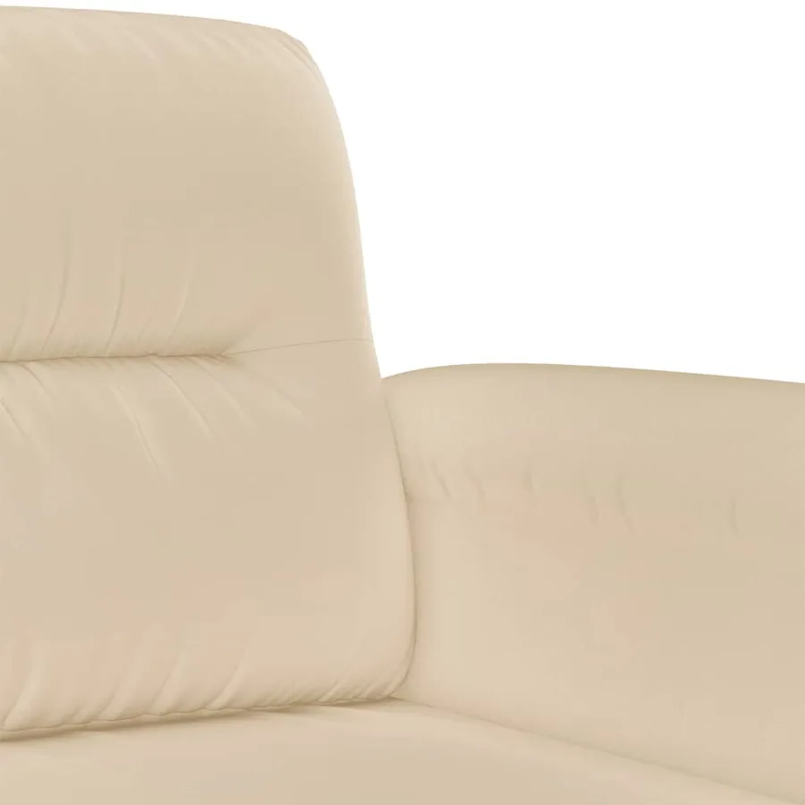 Ensemble de canapés 3 pcs avec coussins Crème Tissu microfibre - 7