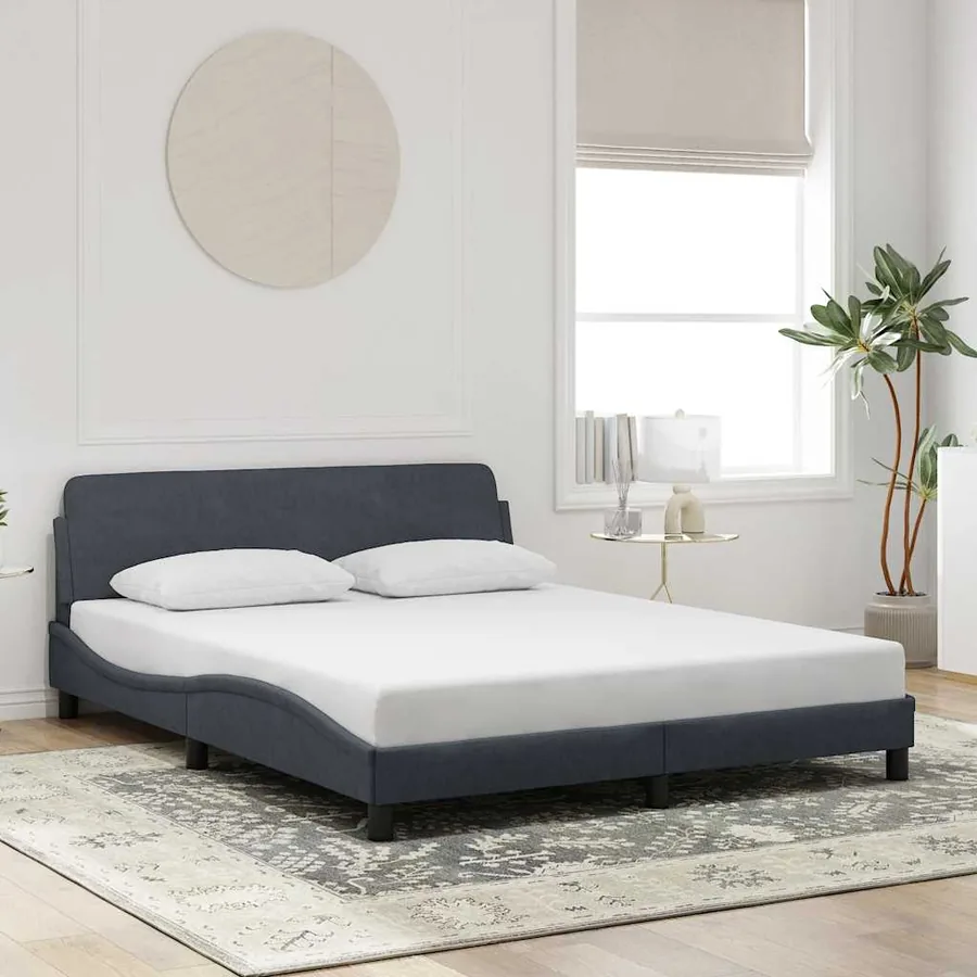 Cadre de lit Dover gris foncé 160x200 cm velours