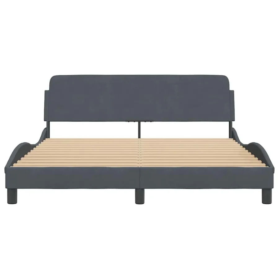 Cadre de lit Dover gris foncé 160x200 cm velours - 4