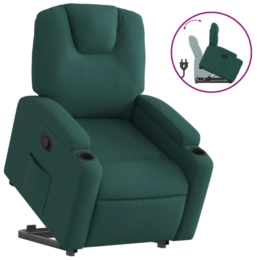 Fauteuil inclinable vert foncé tissu - 2