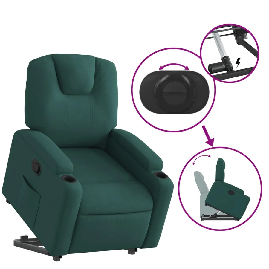 Fauteuil inclinable vert foncé tissu - 6