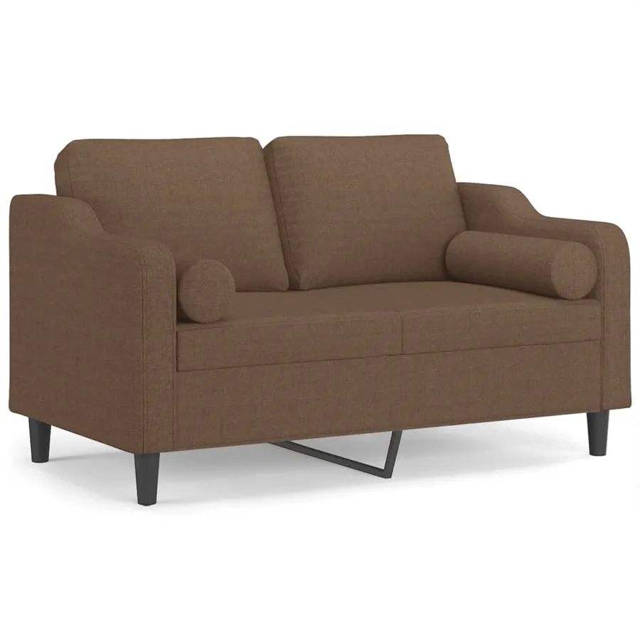 Canapé 2 places avec oreillers décoratifs marron 120 cm tissu - 2