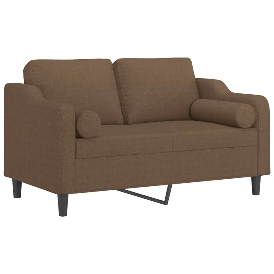 Canapé 2 places avec oreillers décoratifs marron 120 cm tissu - 3