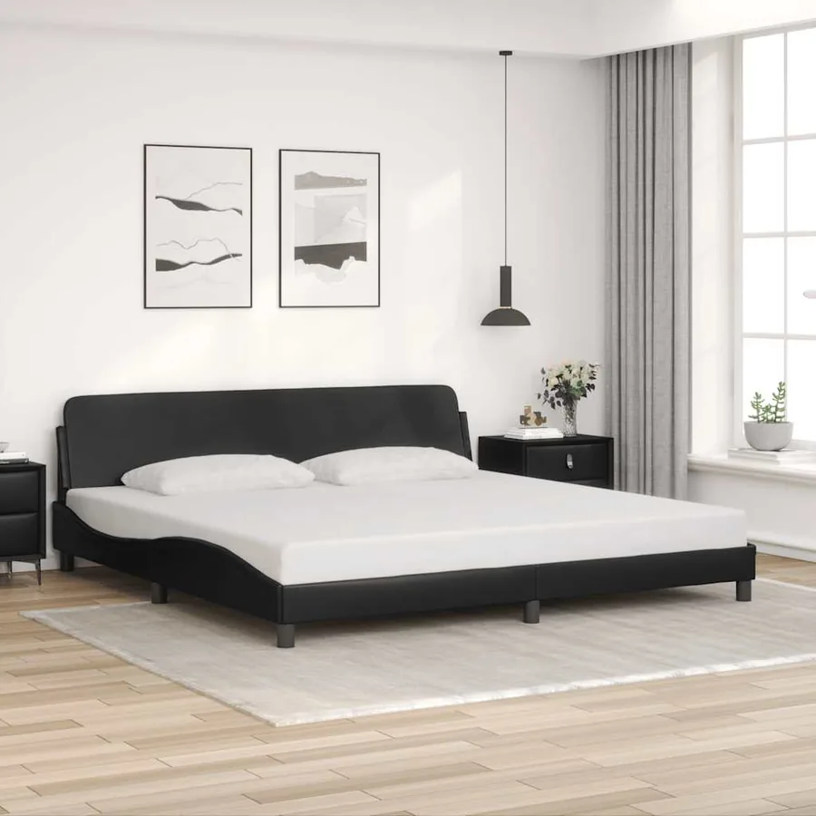 Cadre de lit Dover noir 200x200 cm similicuir