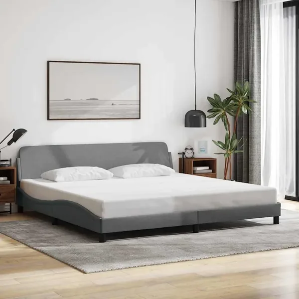 Cadre de lit Dover gris clair 200x200 cm tissu