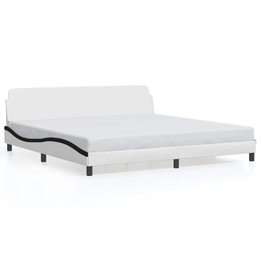 Cadre de lit Dover blanc et noir 200x200 cm similicuir - 2