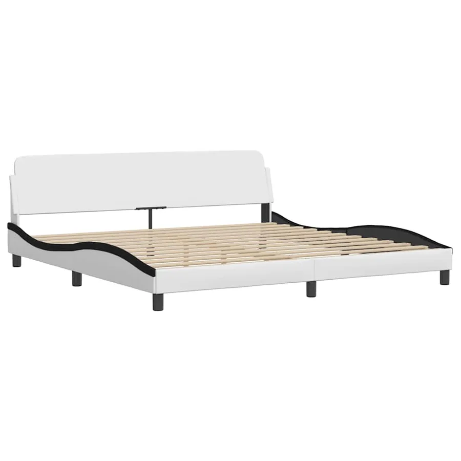 Cadre de lit Dover blanc et noir 200x200 cm similicuir - 3