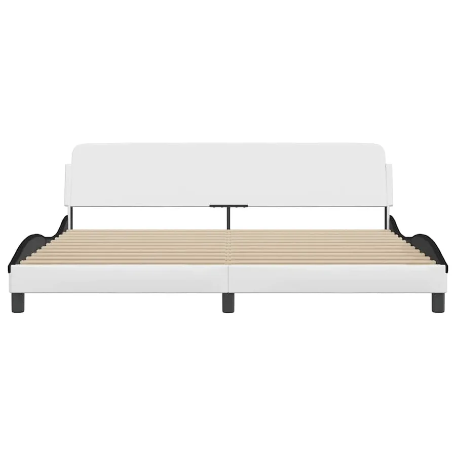 Cadre de lit Dover blanc et noir 200x200 cm similicuir - 4