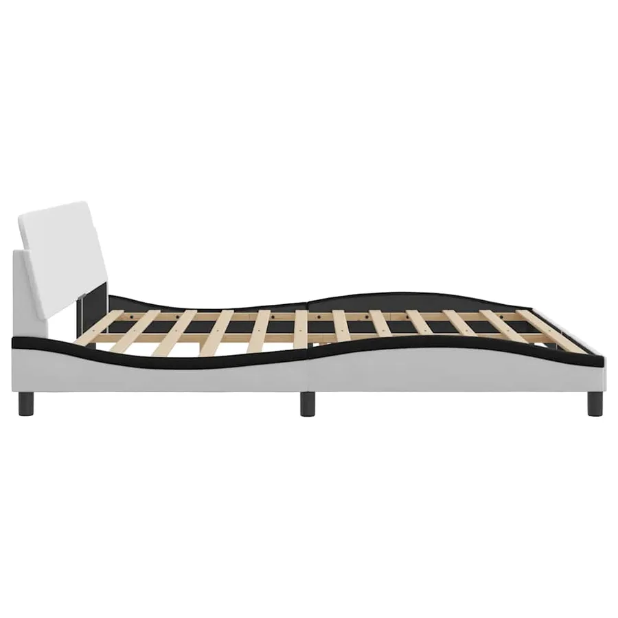 Cadre de lit Dover blanc et noir 200x200 cm similicuir - 5